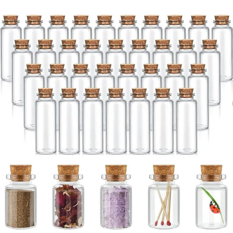 10pcs Small Glass Bottles with Cork Stopper