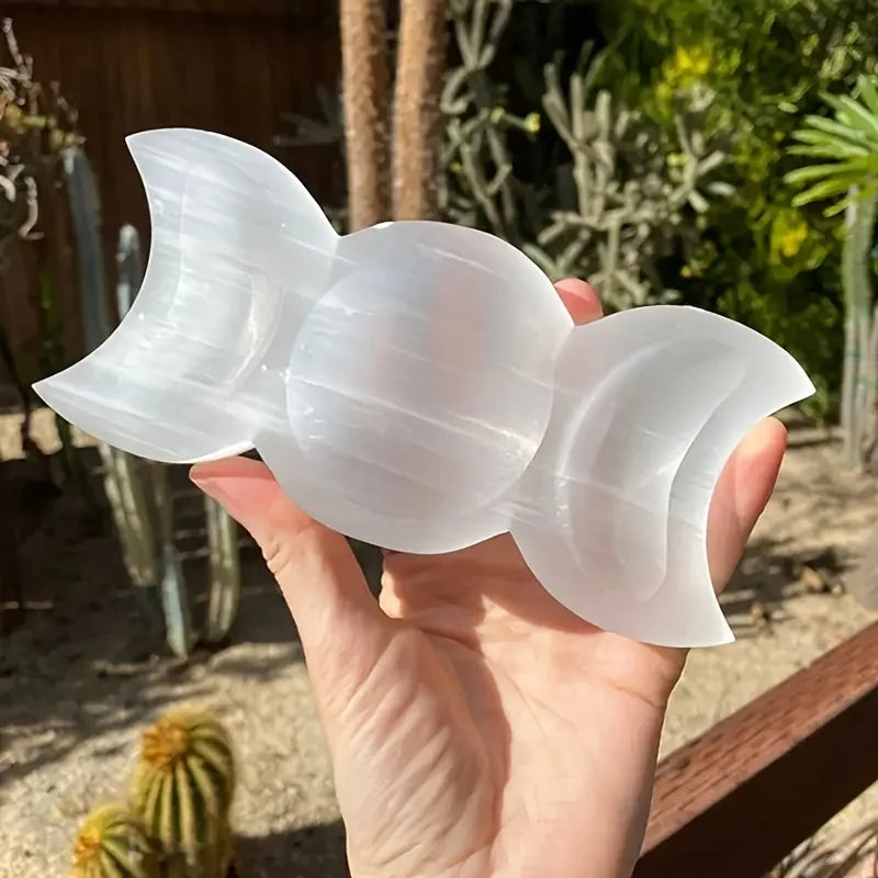 1pc Selenite Moon Goddess Selenite Bowl