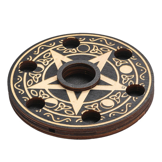 Wooden Pentacle Crystal Display or Candle Holder