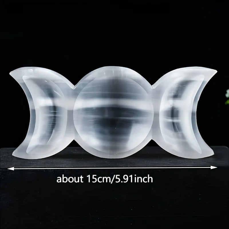 1pc Selenite Moon Goddess Selenite Bowl