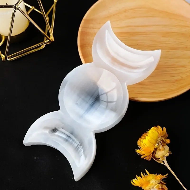 1pc Selenite Moon Goddess Selenite Bowl