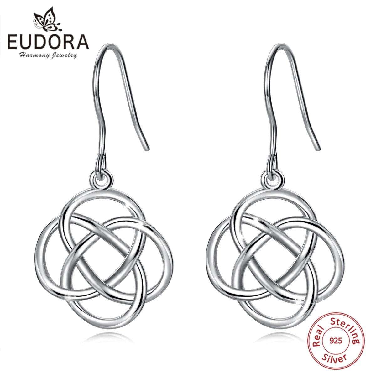 Eudora 100% 925 Sterling Silver Witchcraft Knot Drop Earrings