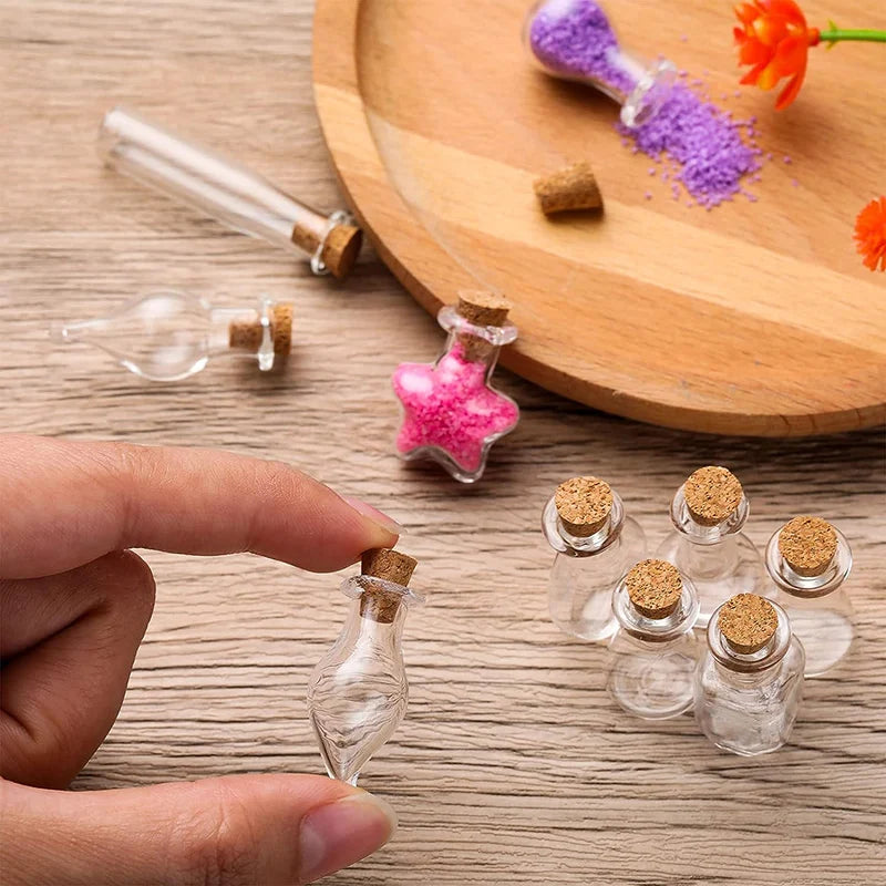 10pcs Small Glass Bottles with Cork Stopper