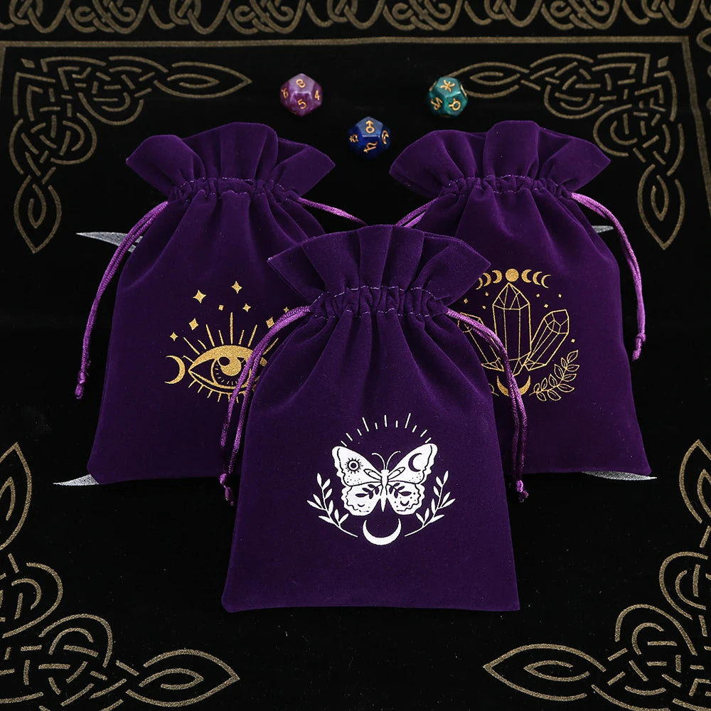 5Pcs Tarot Storage Velvet Bag Drawstring