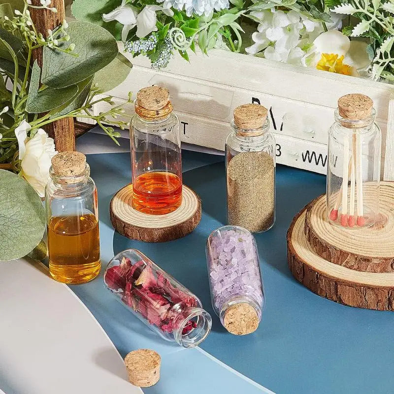 10pcs Small Glass Bottles with Cork Stopper