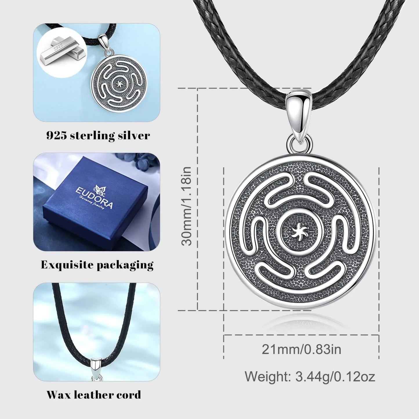 Eudora 925 Sterling Silver Hekate Wheel Necklace
