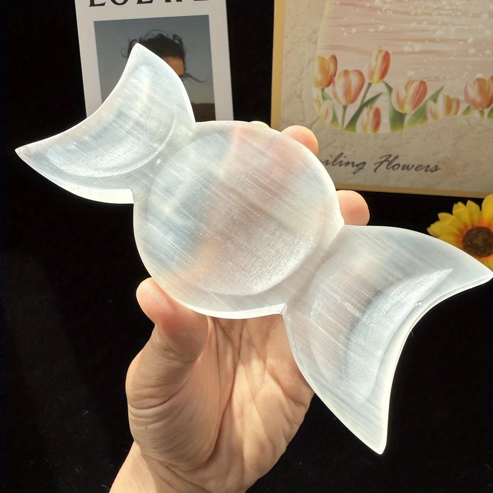1pc Selenite Moon Goddess Selenite Bowl