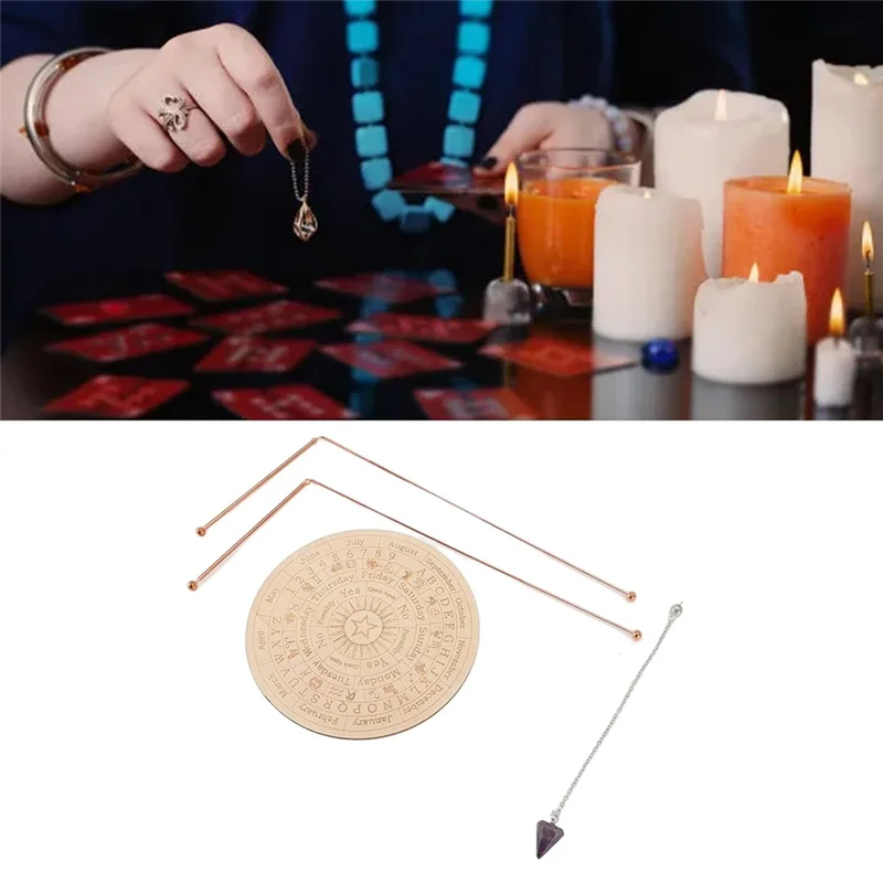 Copper Dowsing Rods With Pendulum and Divination Mat Bag
