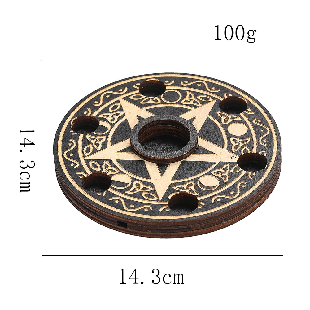 Wooden Pentacle Crystal Display or Candle Holder