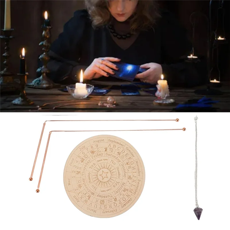 Copper Dowsing Rods With Pendulum and Divination Mat Bag