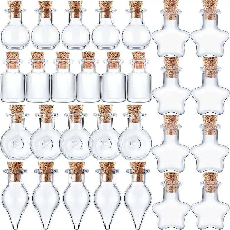 10pcs Small Glass Bottles with Cork Stopper